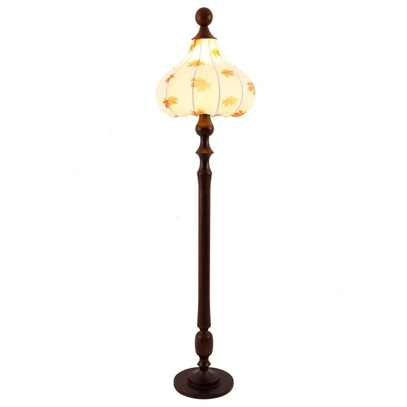 Pear-Shaped Floor Lamp with Maple Leaf Wood Base