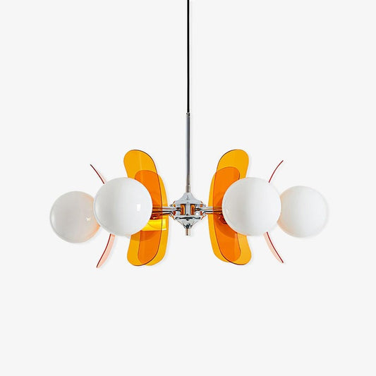 Phosphorescent Iron & Glass Ceiling Chandelier
