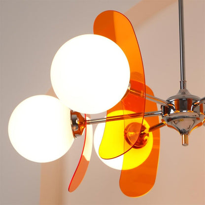 Phosphorescent Iron & Glass Ceiling Chandelier