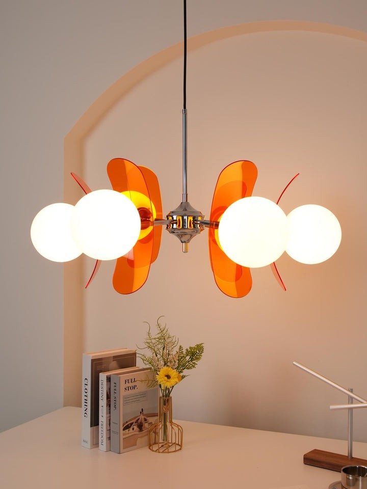 Phosphorescent Iron & Glass Ceiling Chandelier