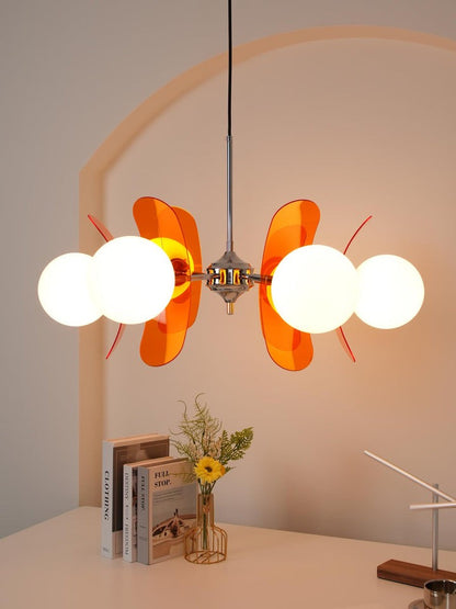 Phosphorescent Iron & Glass Ceiling Chandelier