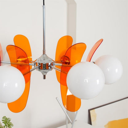 Phosphorescent Iron & Glass Ceiling Chandelier