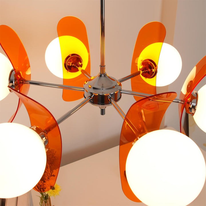 Phosphorescent Iron & Glass Ceiling Chandelier