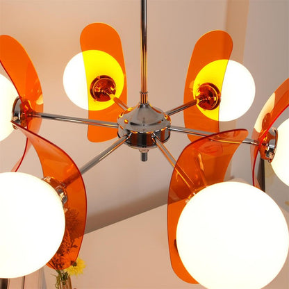 Phosphorescent Iron & Glass Ceiling Chandelier