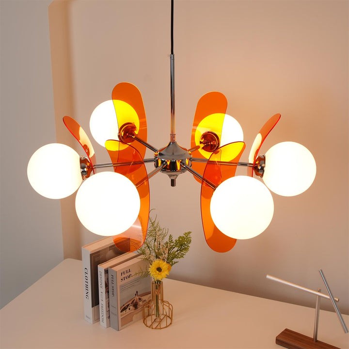 Phosphorescent Iron & Glass Ceiling Chandelier