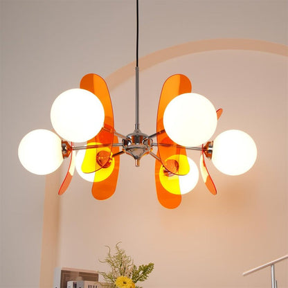Phosphorescent Iron & Glass Ceiling Chandelier