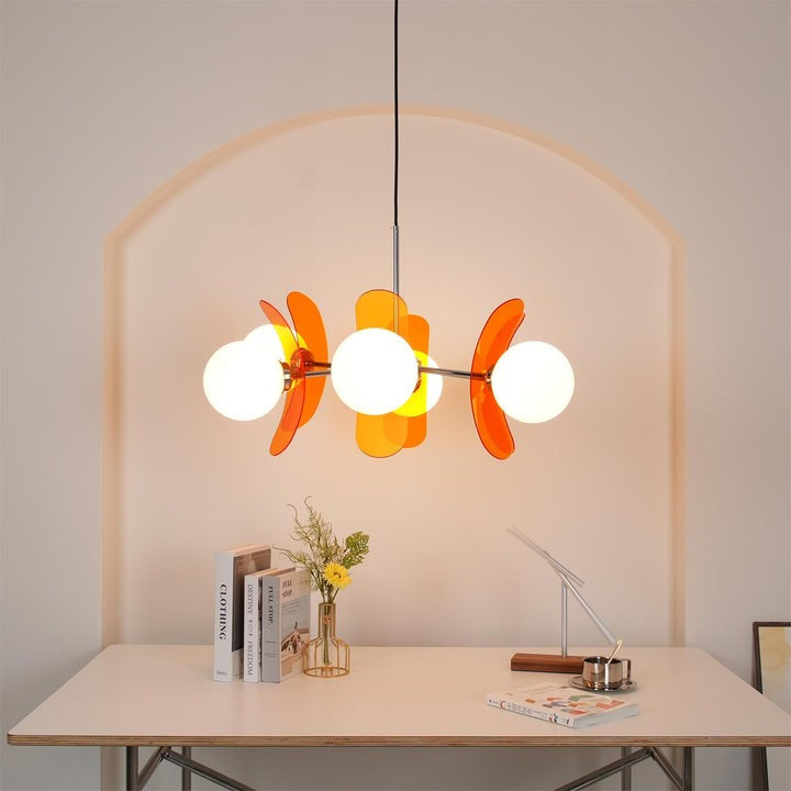 Phosphorescent Iron & Glass Ceiling Chandelier