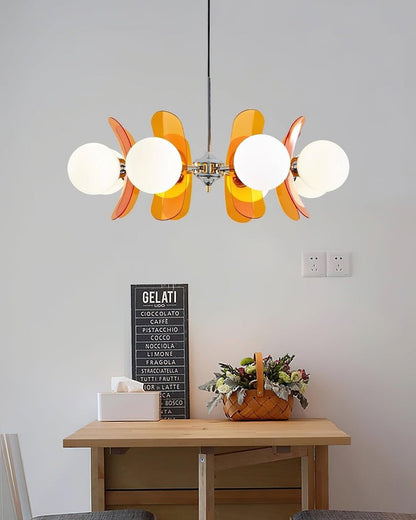 Phosphorescent Iron & Glass Ceiling Chandelier