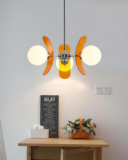 Phosphorescent Iron & Glass Ceiling Chandelier