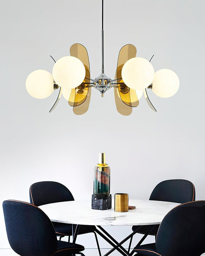 Phosphorescent Iron & Glass Ceiling Chandelier