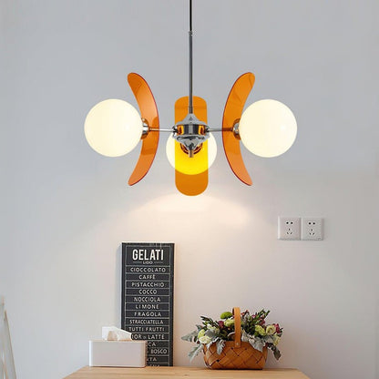 Phosphorescent Iron & Glass Ceiling Chandelier