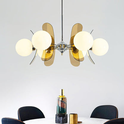 Phosphorescent Iron & Glass Ceiling Chandelier