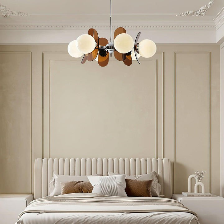 Phosphorescent Iron & Glass Ceiling Chandelier