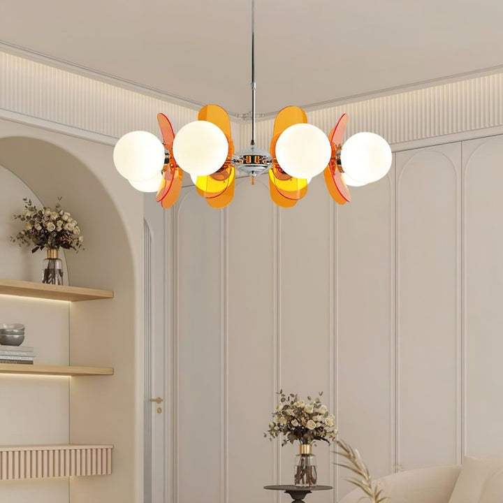 Phosphorescent Iron & Glass Ceiling Chandelier