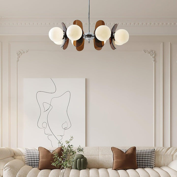 Phosphorescent Iron & Glass Ceiling Chandelier