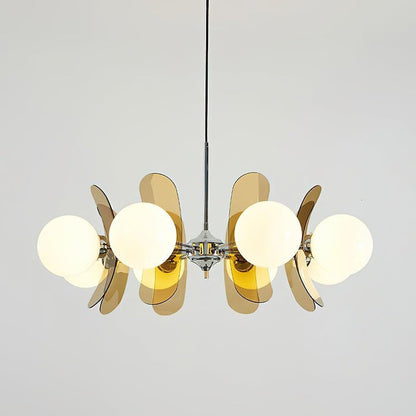 Phosphorescent Iron & Glass Ceiling Chandelier