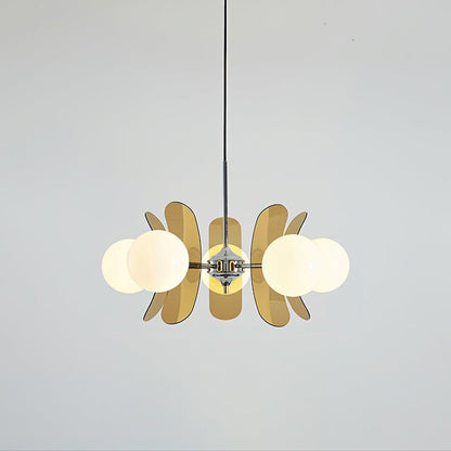 Phosphorescent Iron & Glass Ceiling Chandelier