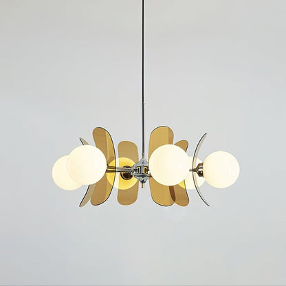 Phosphorescent Iron & Glass Ceiling Chandelier
