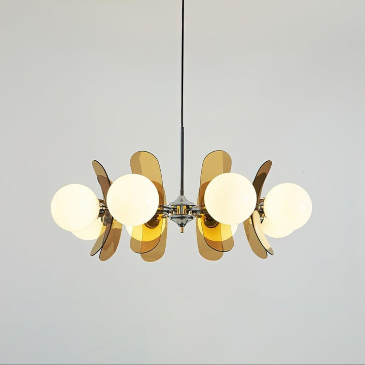 Phosphorescent Iron & Glass Ceiling Chandelier