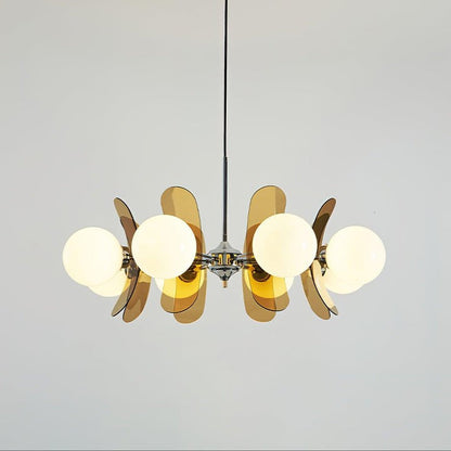 Phosphorescent Iron & Glass Ceiling Chandelier