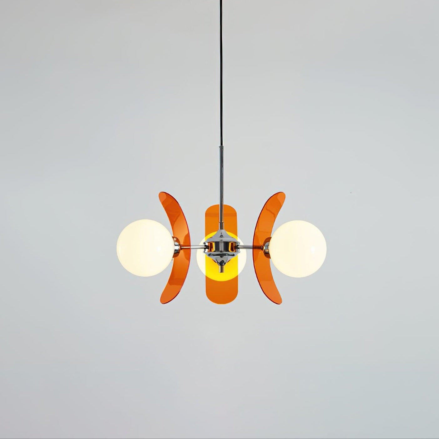 Phosphorescent Iron & Glass Ceiling Chandelier