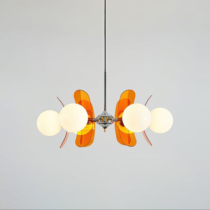 Phosphorescent Iron & Glass Ceiling Chandelier
