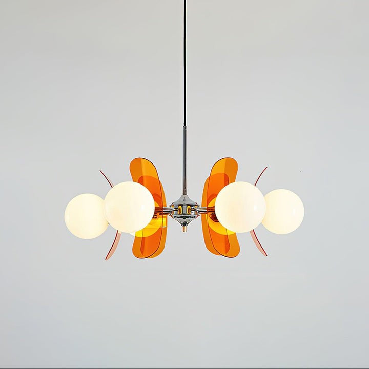 Phosphorescent Iron & Glass Ceiling Chandelier