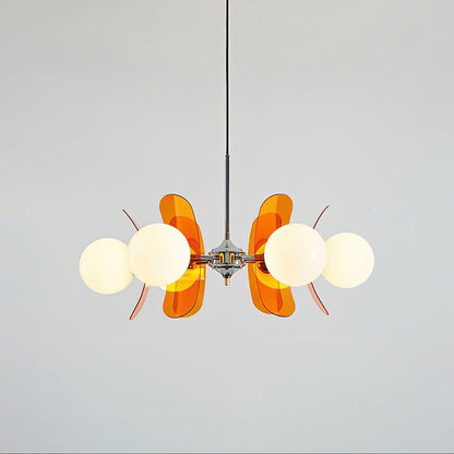 Phosphorescent Iron & Glass Ceiling Chandelier
