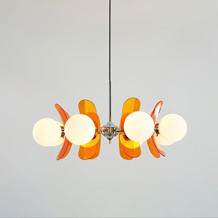 Phosphorescent Iron & Glass Ceiling Chandelier