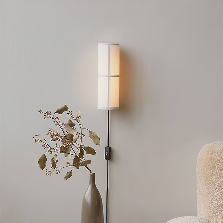 Plug-In Cylinder Fabric Wall Sconce – Indoor LED Light
