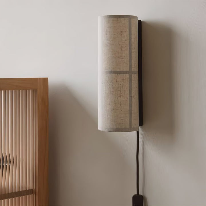 Plug-In Cylinder Fabric Wall Sconce – Indoor LED Light