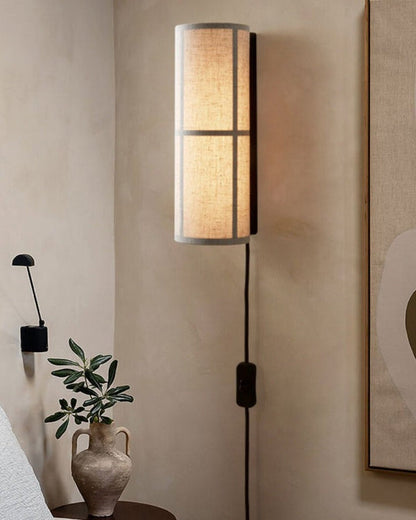 Plug-In Cylinder Fabric Wall Sconce – Indoor LED Light
