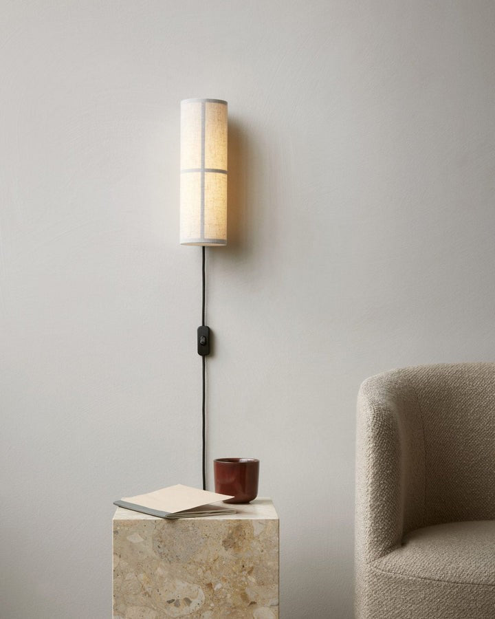 Plug-In Cylinder Fabric Wall Sconce – Indoor LED Light