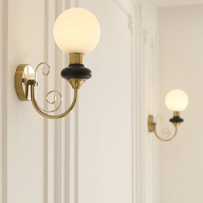 Plug-in Wall Sconce with Green Glass Shade and Gold Accents