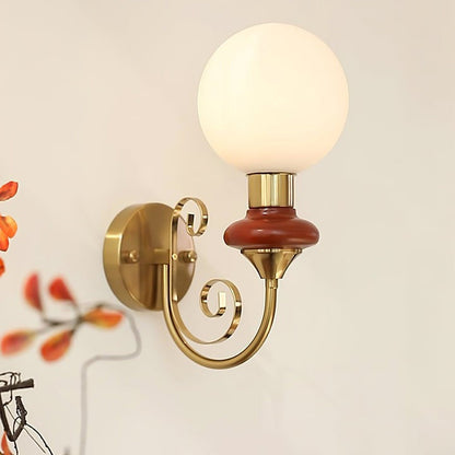 Plug-in Wall Sconce with Green Glass Shade and Gold Accents