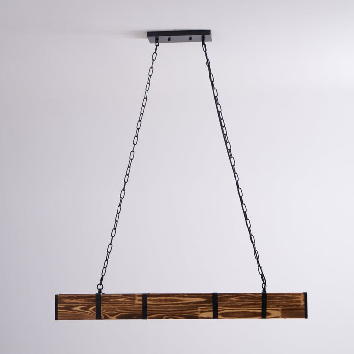 Rectangular Wooden LED Chandelier – Modern Loft Pendant Light