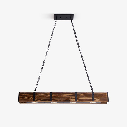 Rectangular Wooden LED Chandelier – Modern Loft Pendant Light