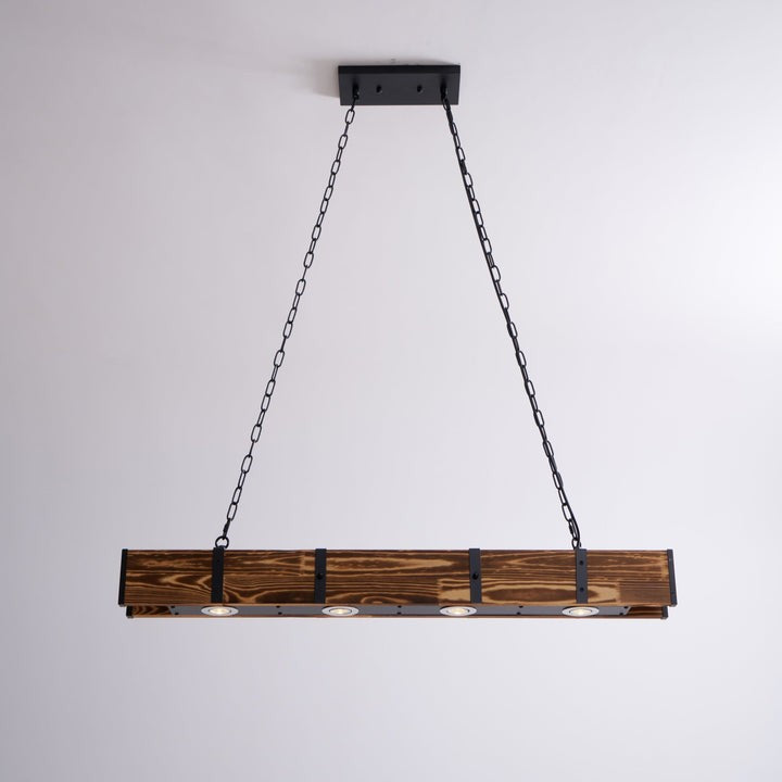 Rectangular Wooden LED Chandelier – Modern Loft Pendant Light