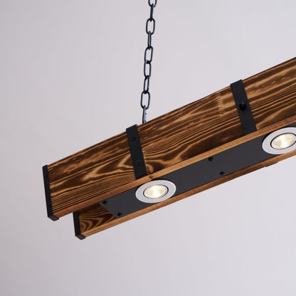 Rectangular Wooden LED Chandelier – Modern Loft Pendant Light