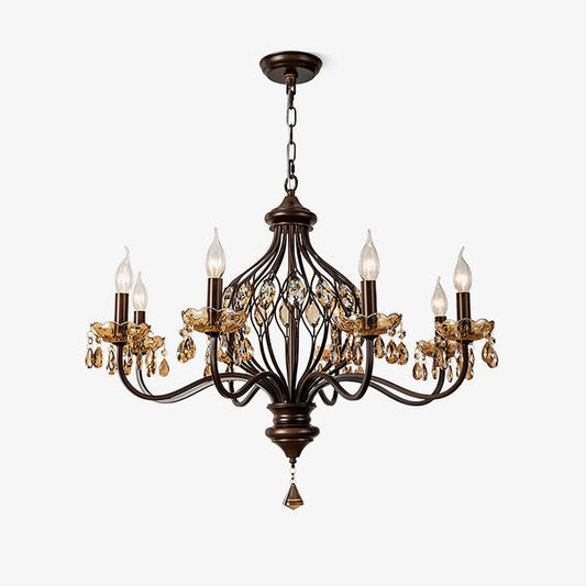 Regis Hand-Painted Crystal Chandelier - Elegant Metal Frame Fixture