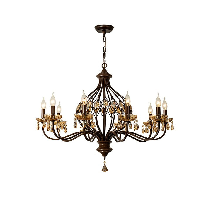 Regis Hand-Painted Crystal Chandelier - Elegant Metal Frame Fixture