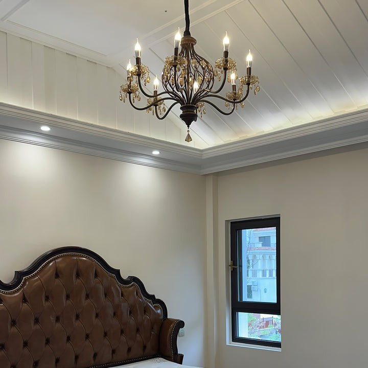 Regis Hand-Painted Crystal Chandelier - Elegant Metal Frame Fixture