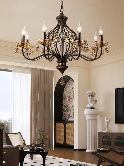 Regis Hand-Painted Crystal Chandelier - Elegant Metal Frame Fixture