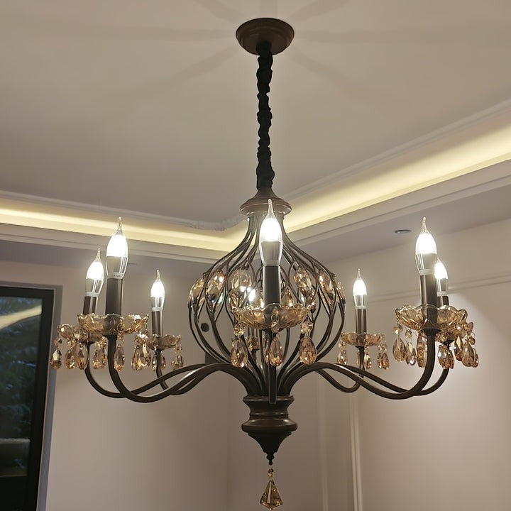 Regis Hand-Painted Crystal Chandelier - Elegant Metal Frame Fixture