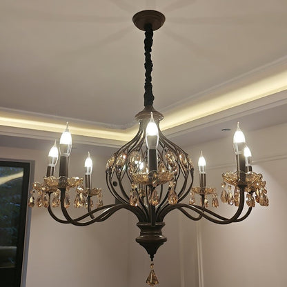 Regis Hand-Painted Crystal Chandelier - Elegant Metal Frame Fixture
