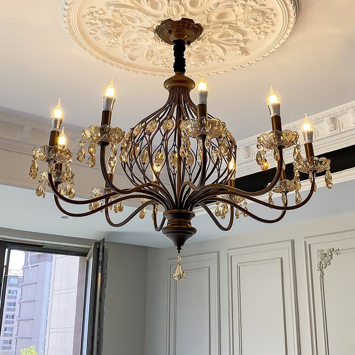 Regis Hand-Painted Crystal Chandelier - Elegant Metal Frame Fixture