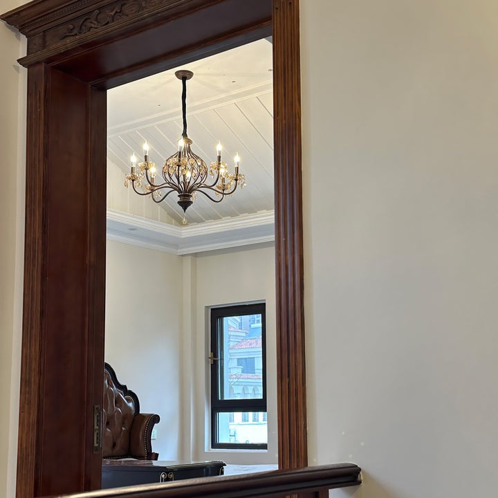 Regis Hand-Painted Crystal Chandelier - Elegant Metal Frame Fixture