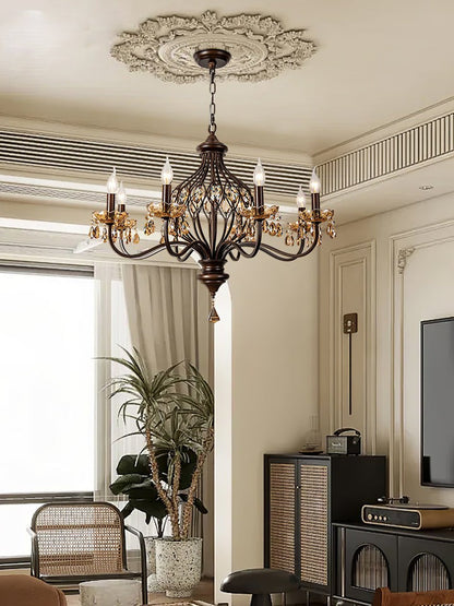 Regis Hand-Painted Crystal Chandelier - Elegant Metal Frame Fixture