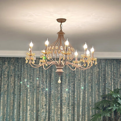 Regis Hand-Painted Crystal Chandelier - Elegant Metal Frame Fixture