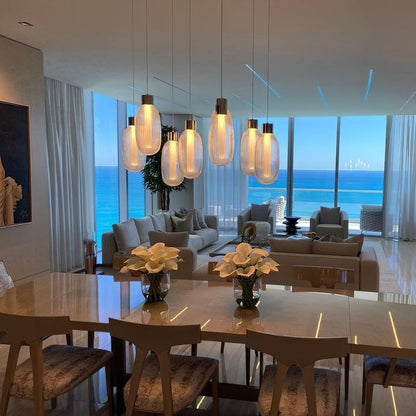 Ribbed Glass LED Pendant Light